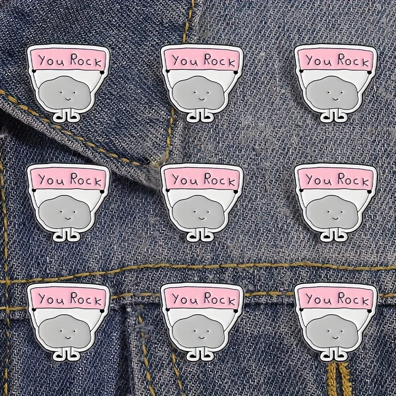 9 Stück Cartoon You Rock Abzeichen – Niedliche Brosche aus Zinklegierung mit Emaille – Kragenpin-Accessoires – für Hemden, Pullover, Rucksäcke, Modeaccessoires
