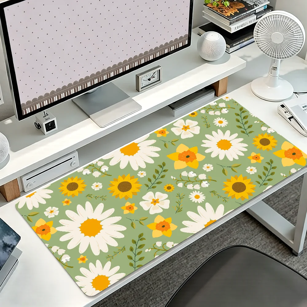 Floral Daisy Print Mouse Pad Non-slip Thickened MousePad Student Gaming Cushion Large Writing Lockedge Office