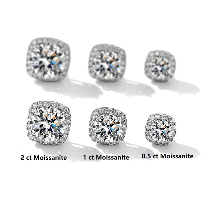 

Apaison 925 Sterling Silver Round Moissanite Studs Earrings Office Style Jewelry For Women's