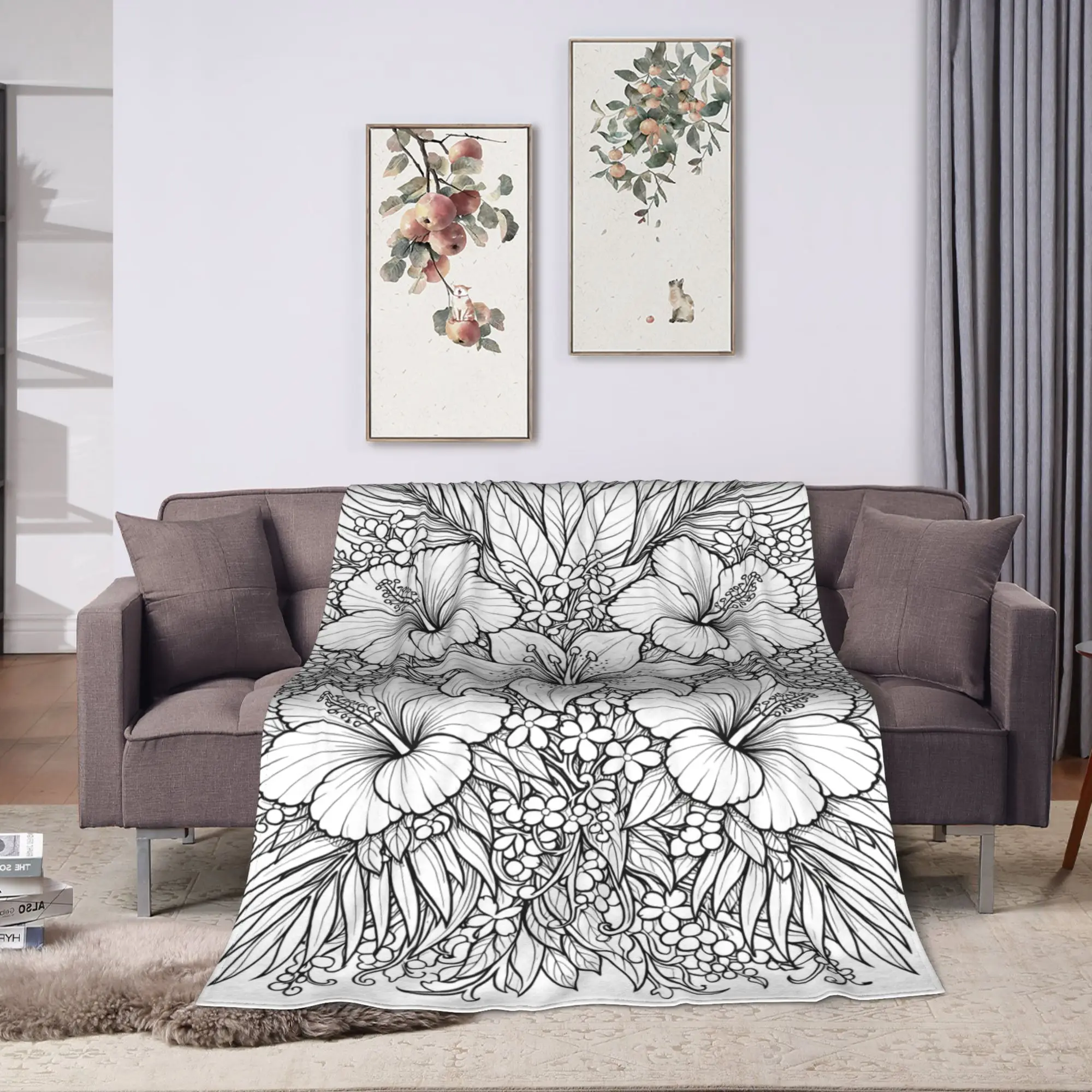 Butterfly Garden Bloom Line Super Soft Blanket Plush Throw Blanket Comfortable Couch Chair Flannel Bedspread Sofa Bed Cover