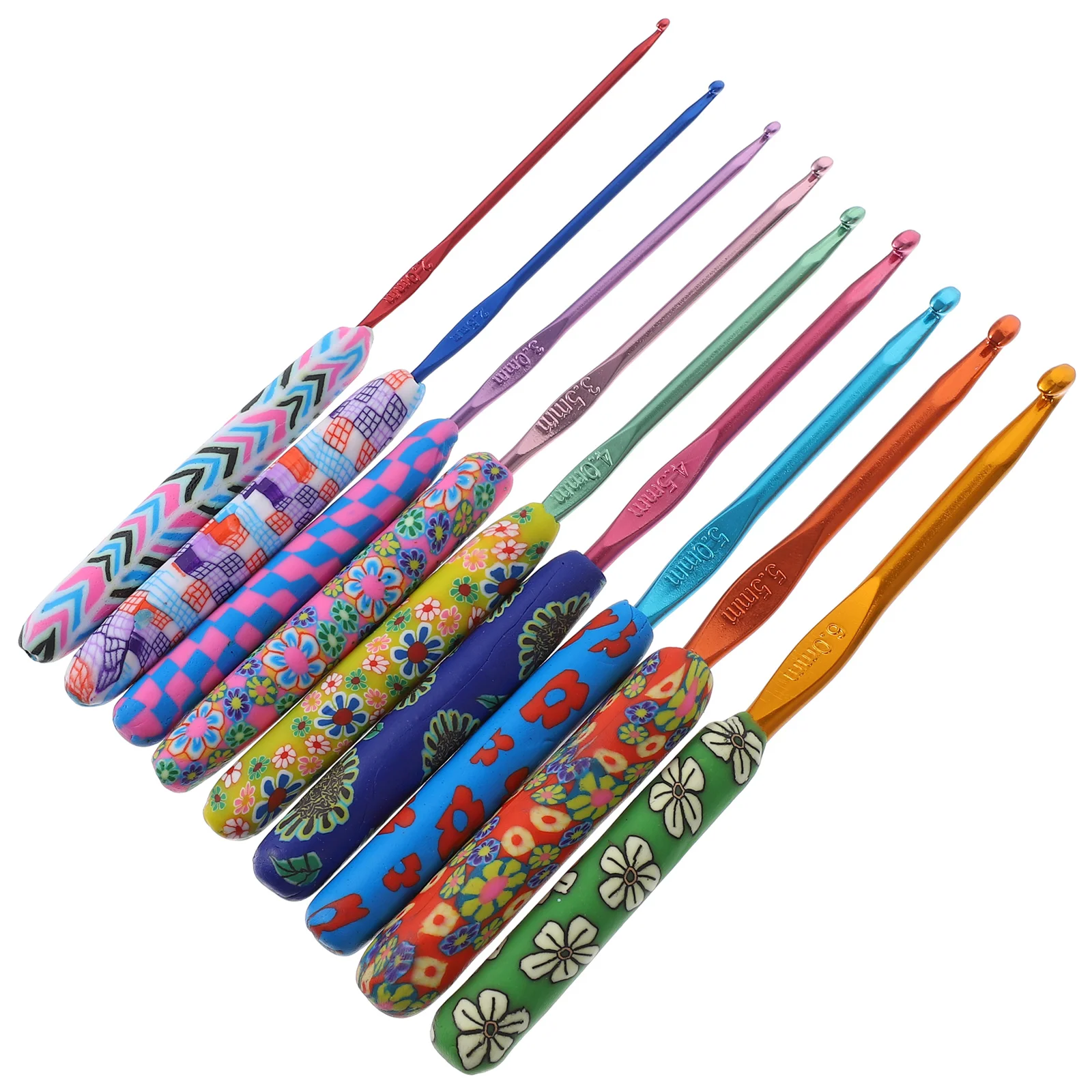 

9 Pcs Polymer Handle Aluminum Crochet Hook Handmade Needle Knitting Tools Needles Hooks