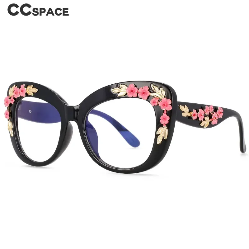 R54442 Women\\\'s Deluxe Large Frame Square Flower Presbyopia Glasses Frame Fashion Computer Glasses.+50~+100~+150