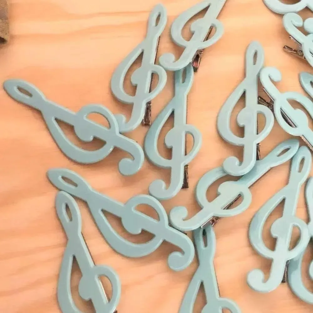 Y2k Style Music Symbol Hair Accessories Vintage Sweet Cute Hair Clip Cyan Fresh Hairpin New Sensea Of Niche Fashion And Art 2025 image 3