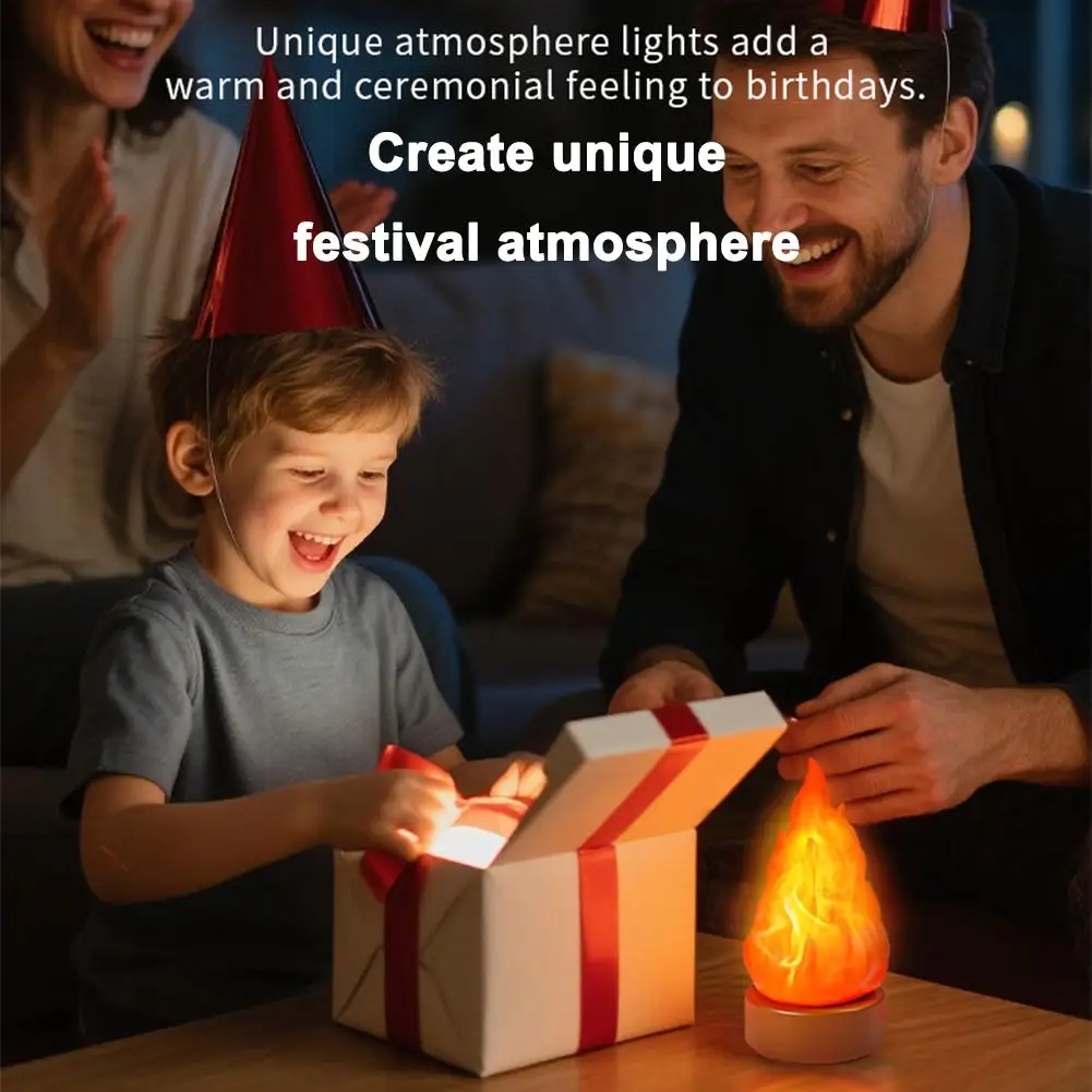 Gefälschte Feuerlampe, USB wiederaufladbar, Reise-Nachtlicht, 3-Modus-LED, gefälschte Kaminkerzen für Outdoor, Camping, Urlaub, Halloween