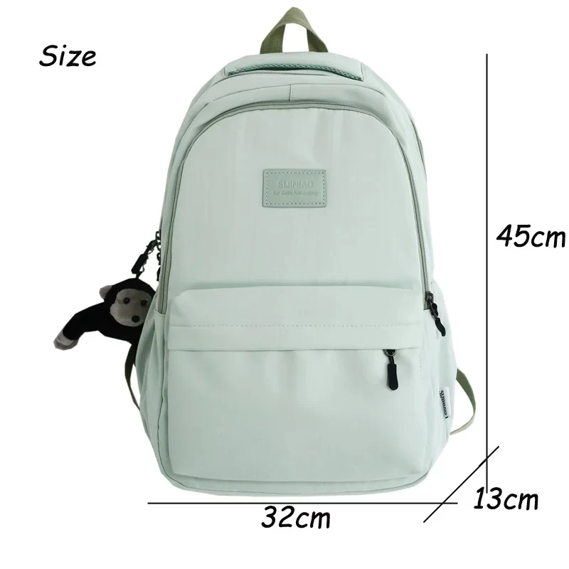 Mochila Laptop Multi-Bolso para Mulheres e Homens, Mochila Escolar Casual, Cor Sólida, Mochila Escolar Adolescente para Meninas