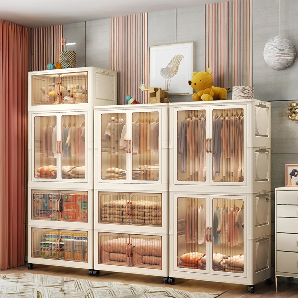 

Large Volume Plastic Multifunction Foldable Storage Wardrobe for Clothes Living Room Children Cabinets Custom