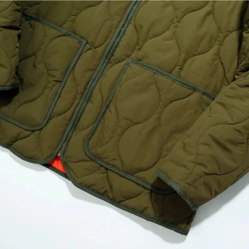 Cappotto imbottito in cotone Vintage da lavoro giacca da uomo alla moda militare allentata senza colletto parka solido capispalla invernale calda