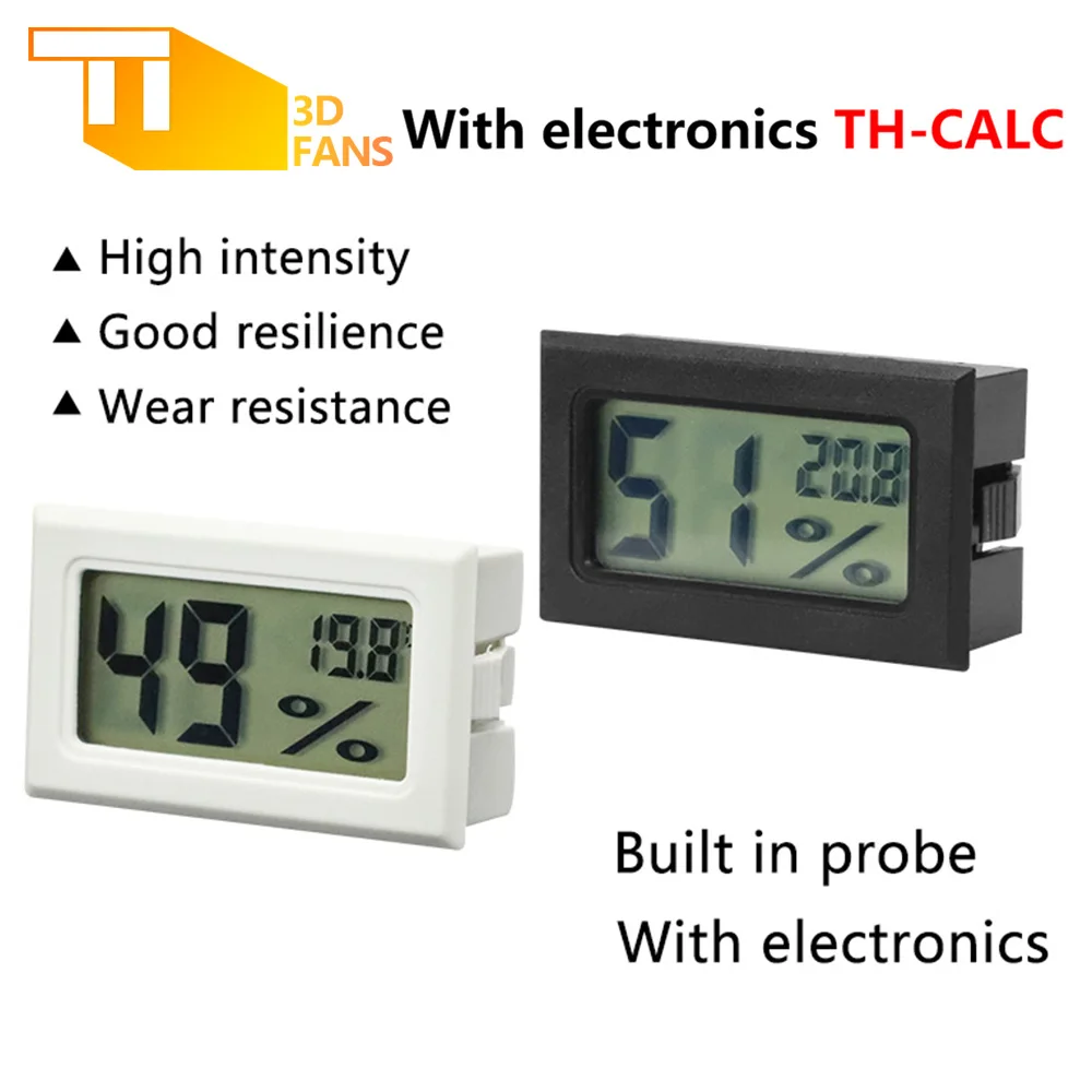 3D Printer Parts Dry Box Hygrometer With/without Battery Black white Digital LCD Indoor Convenient Temperature Sensor