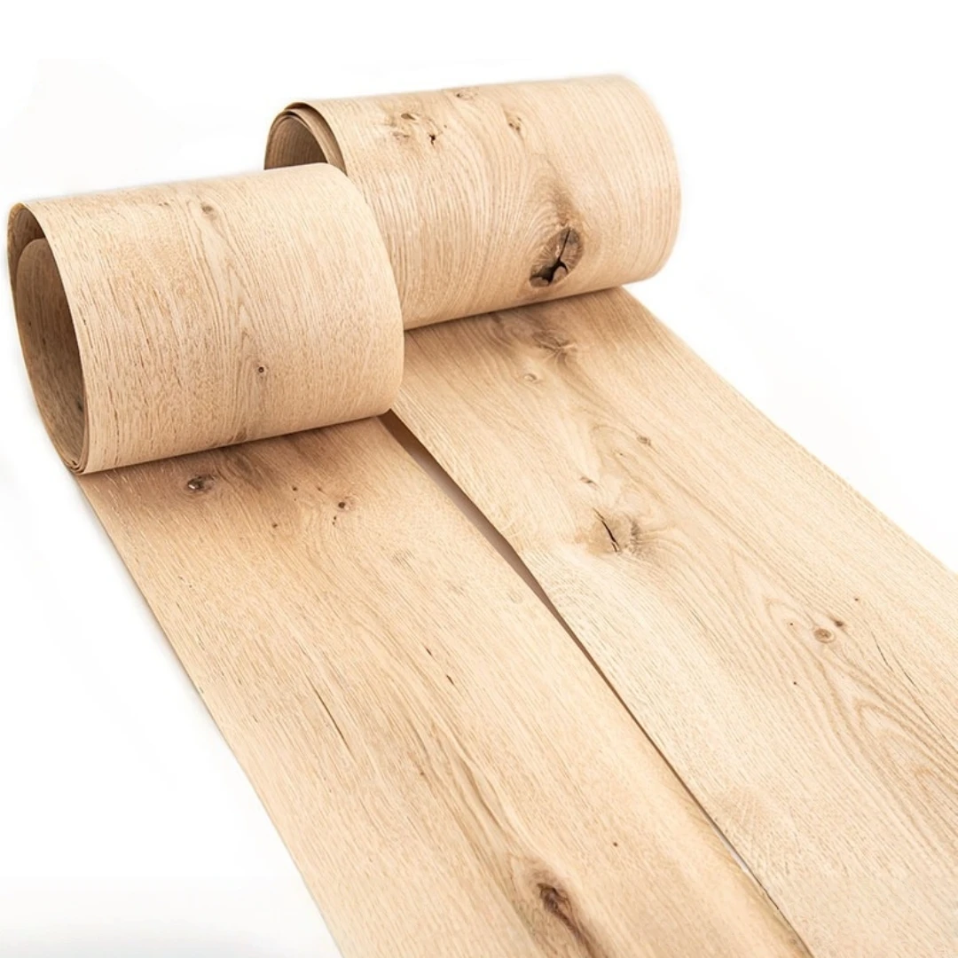 0.5mm Thick Vintage Natural Knotted White Oak Wood Veneer For Speaker Panels Wall Coverings Furniture And Cabinet Design