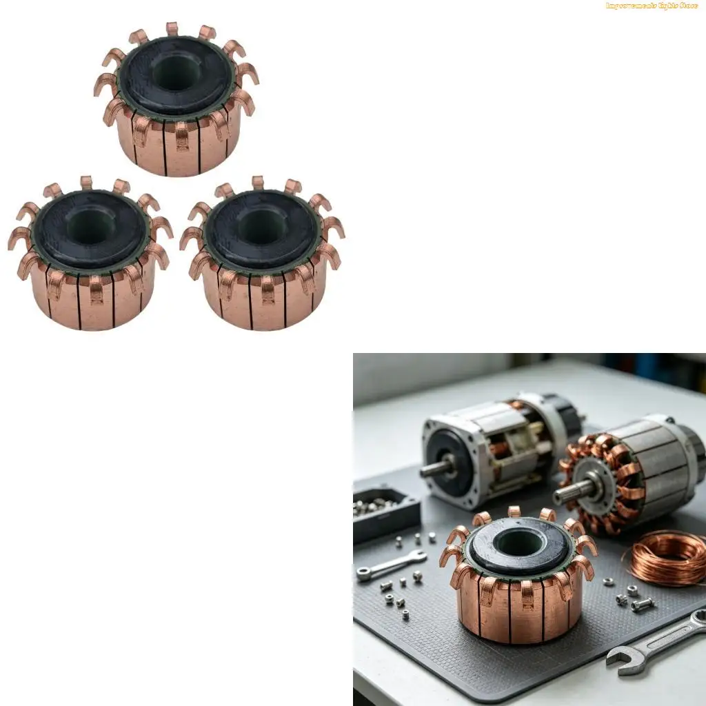 37ME 23x8x15.5mm 12P Teeth Copper Hook Type Electrical Motor Commutator for Motor
