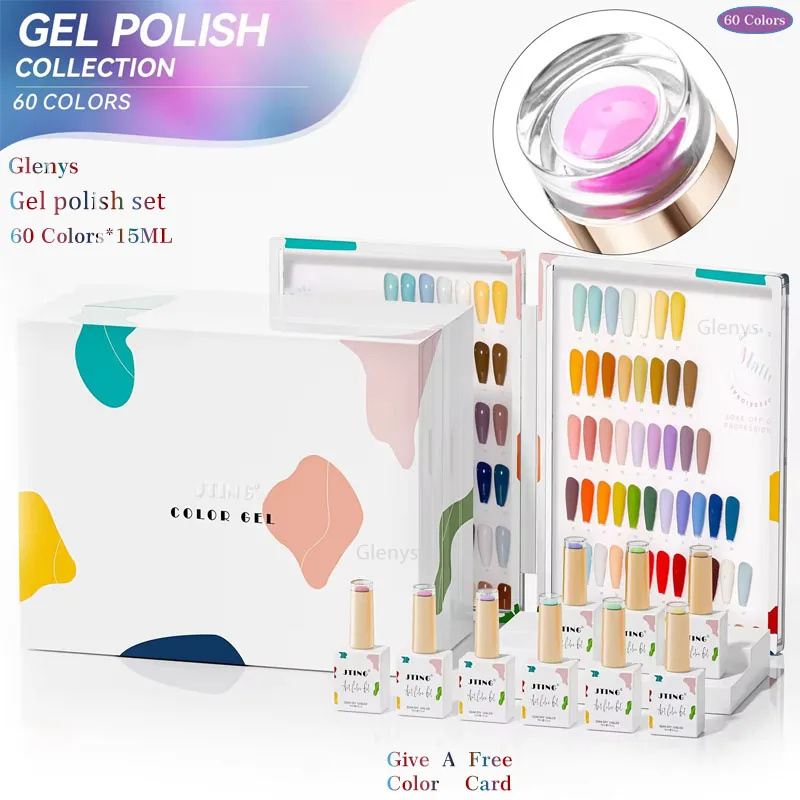 

Glenys60 Color Fantasy Whitening nail polish Glue Seasonally Popular New UV LED nail salon art varnish set with color card