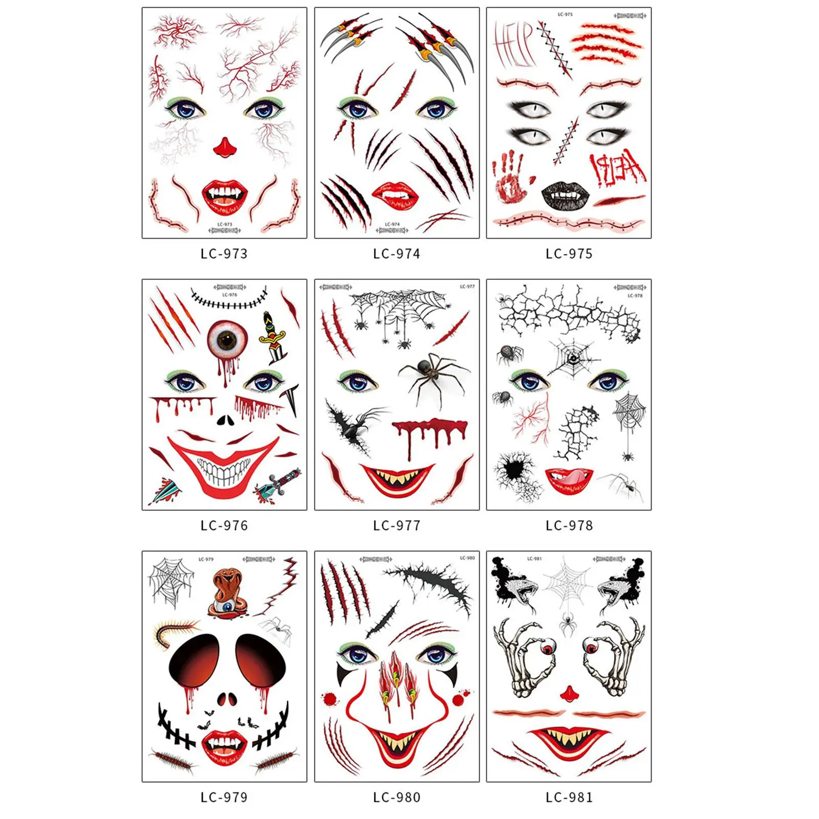 Halloween Facial Makeup Sticker Special Face Tattoo Day Of The Dead Skull Face Dress Up Halloween Temporary Tattoo Stickers