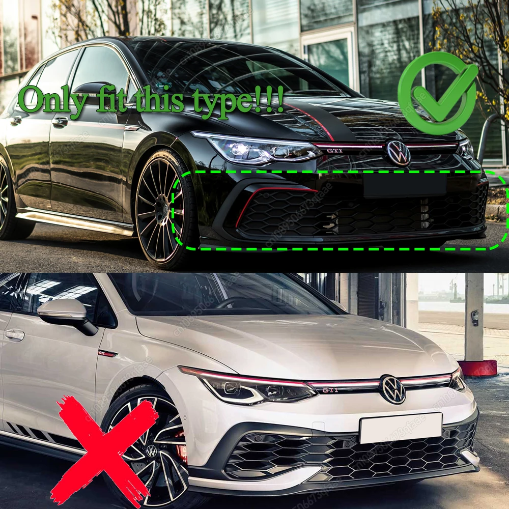 For Volkswagen VW Golf 8 MK8 GTI GTD GTE R-line 2020-2024 Black Maxton Style Front Bumper Lip Spoiler Splitter Body Kits Tuning