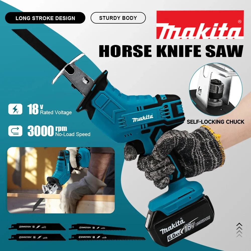 Scie sauteuse sans fil Makita 18V, vitesse réglable, scie électrique multifonctionnelle, outils de coupe portatifs pour bois, métal et tuyaux