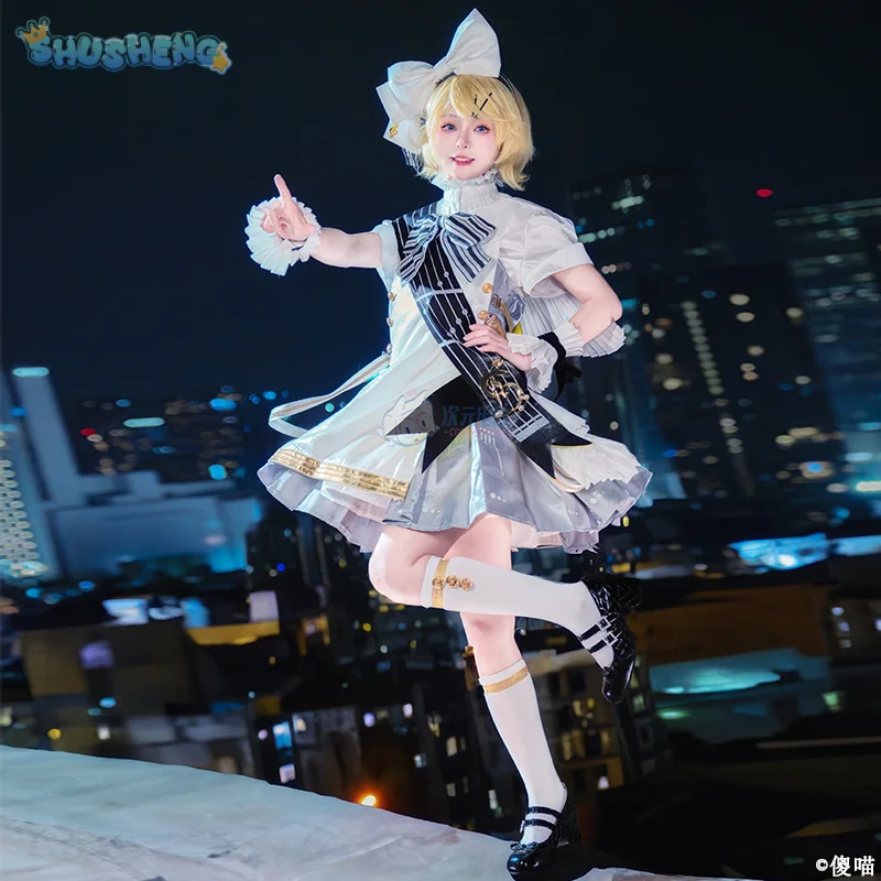 New Kagamin Rin cosplay Rin Len  costume coat sleeve socks props tattoo stickers uniform set Halloween sweet woman dress