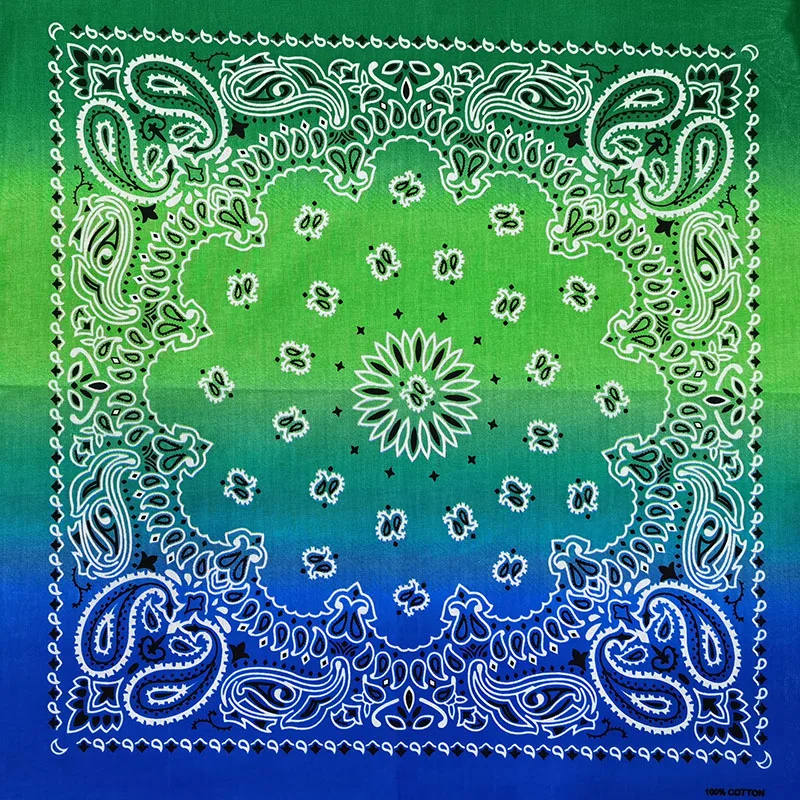 High Quality Gradient Dye New Design Hip Hop 100% Cotton Bandana Cashew Square Scarf  Paisley Headband