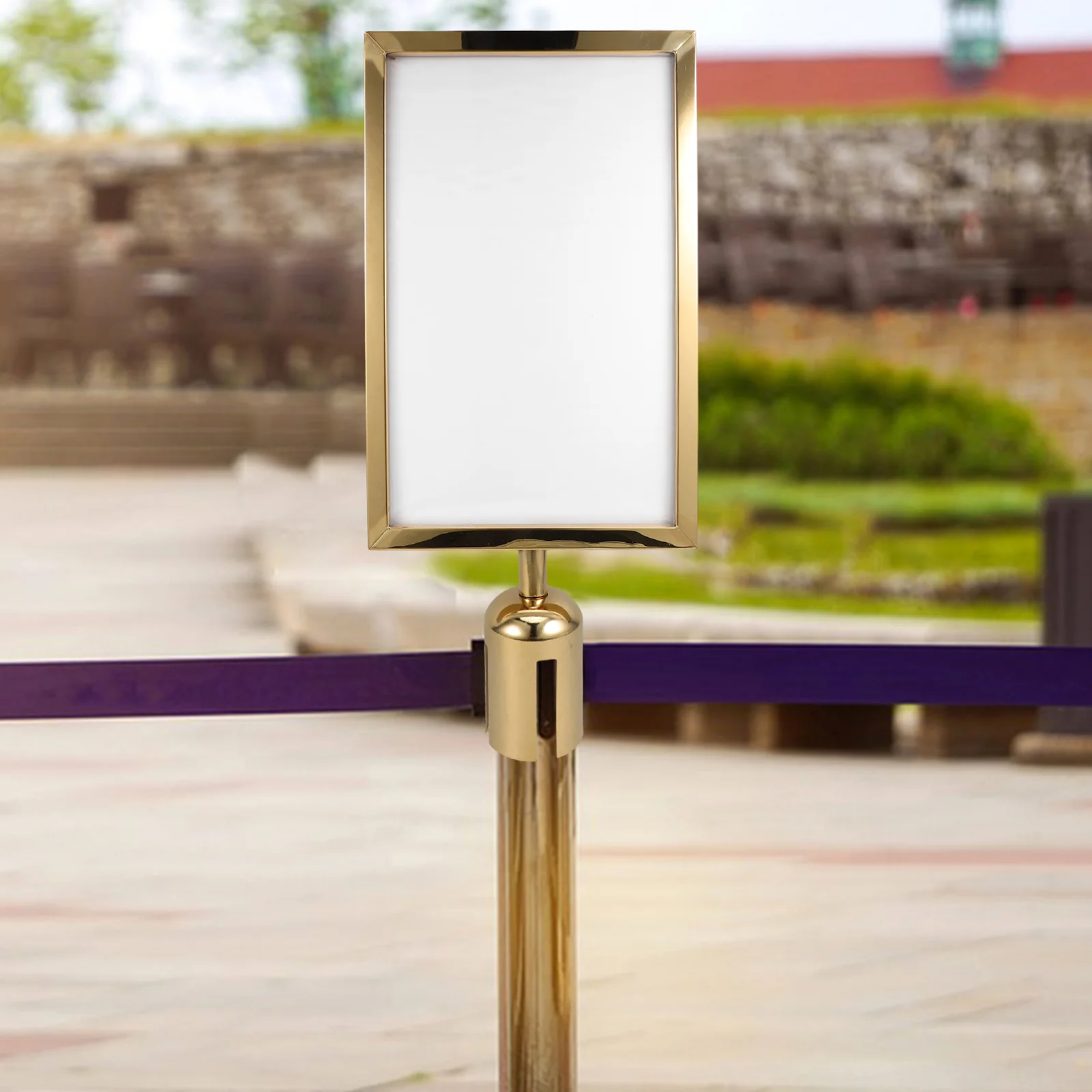 Commerciële Stanchion Sign Frame Sign Holder voor Crowd Control RVS Stanchion Sign Holder (A4)