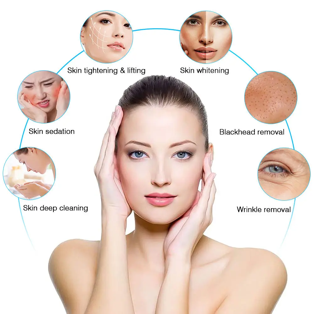 Nova chegada! Multifunction Skin Care Device, 7 em 1, Anti Aging, Pequena Bolha, H2O2, Hidrogênio, Hidrogênio, Oxigênio Jet, Máquina de Beleza com Máscara LED