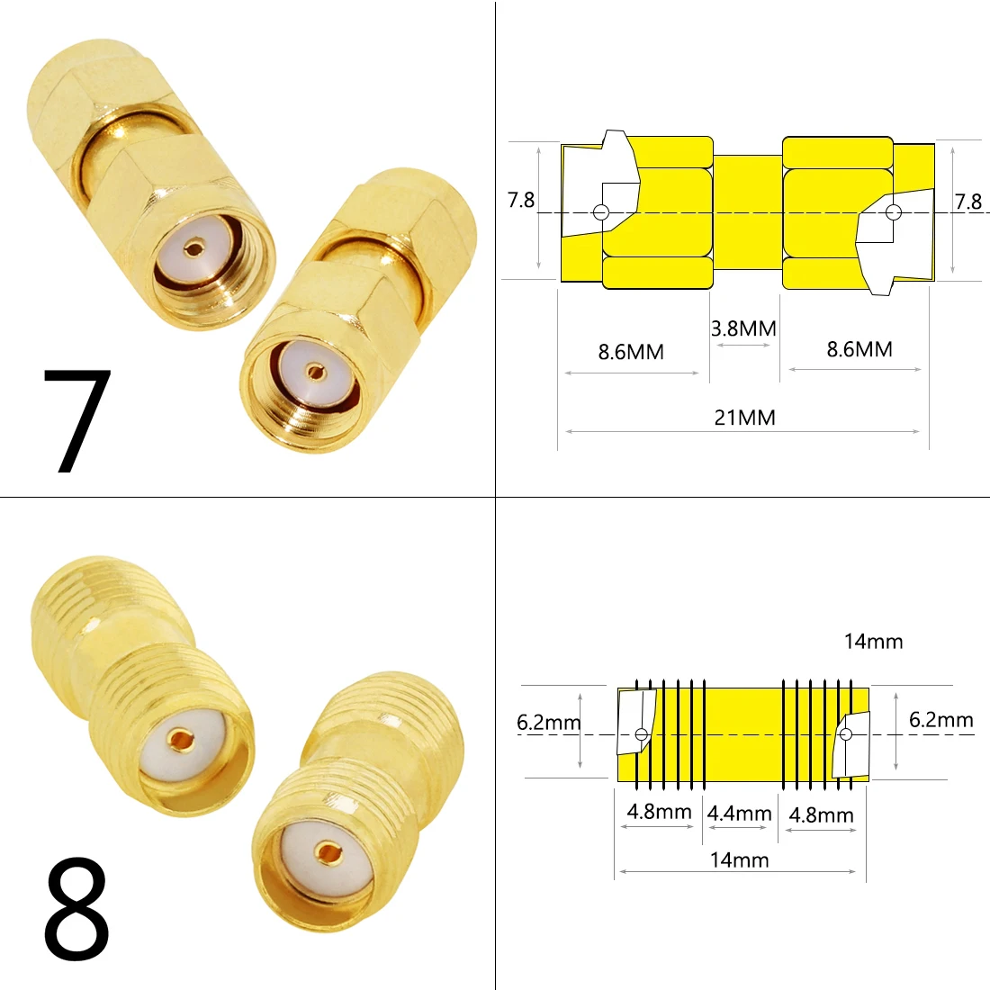 Conector adaptador coaxial RF macho y hembra SMA, ángulo recto, divisor tipo T, chapado en oro, lote de 2 unidades, 10 unidades