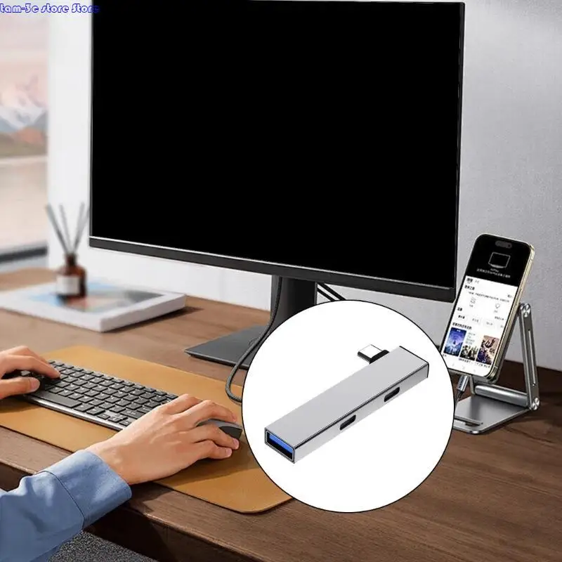 D0UA 휴대용 USB C Hub Type C ~ 2Type C USB 스플리터를 광범위하게 사용하고 플러그 및 재생
