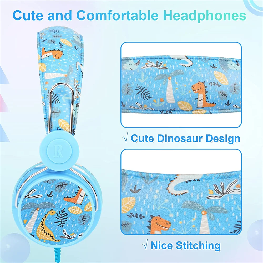 3,5mm Dinosaurier Verdrahtete Kopfhörer Cute Unicorn Verdrahtete Kopfhörer Mit Mic Gaming Tier Headset Audio Jack Für Kinder Kinder Stirnband