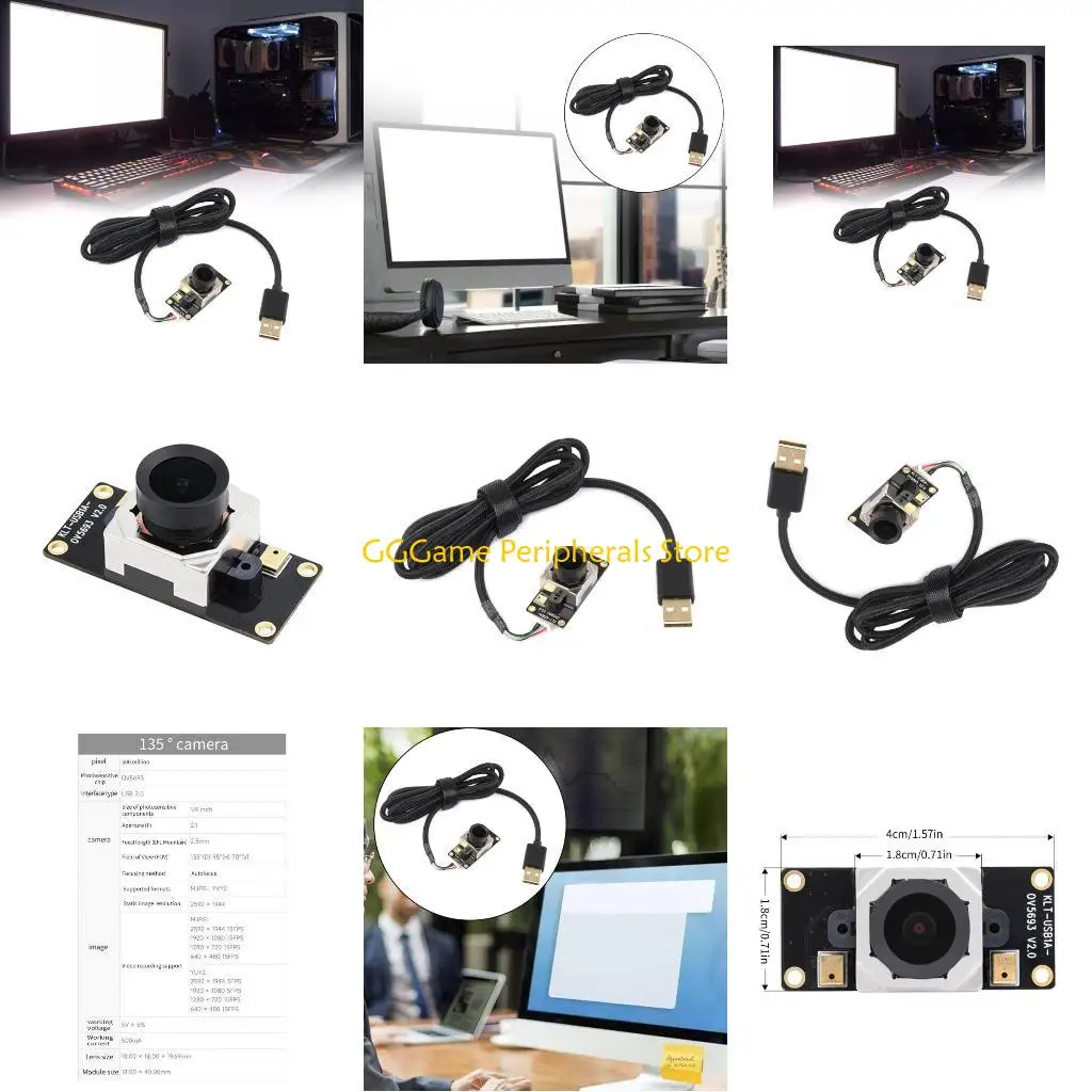 

U55B Модуль USB-камеры с углом обзора 135°, широкий обзор 135° OV5693 Модуль USB-камеры с разрешением 5 МП отлично подходит для