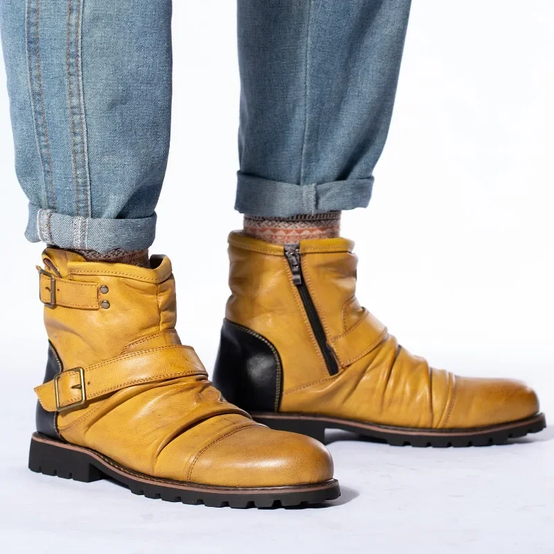 Весенне-осенние мужские ботинки ANKLE Desert Boot 2022, новые модные ботинки челси высокого качества, мужская обувь на молнии желтого цвета