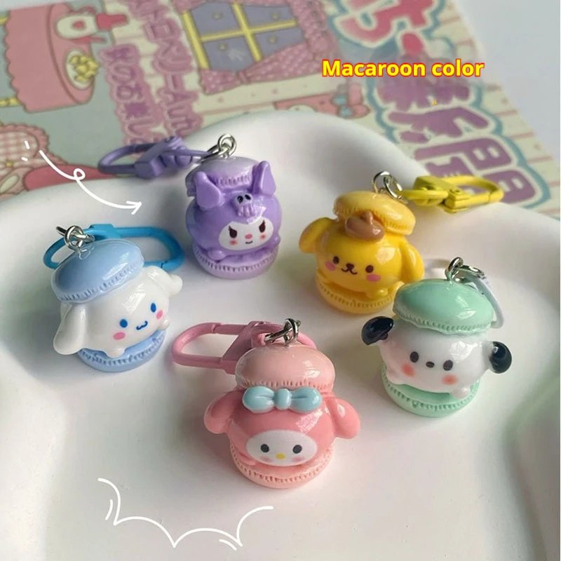 Sanrio Macaron key chain student Japanese pendant ins best friend gift accessory gift Katie cat Kuromi peripheral toy wholesale