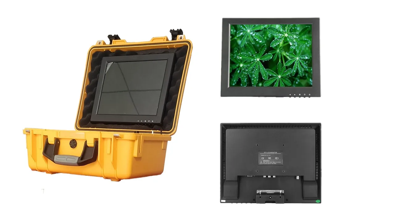 200미터 케이블 55mm 듀얼 카메라 딥 웰 카메라 360도 회전 카트 장착 및 12인치 LED 디스플레이 스크린 포함