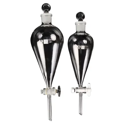 1pcs 30ml to 1000ml pear-shaped Clear And Thick Separating Funnel with glass/PTFE Piston for Lab experiment - Image 2
