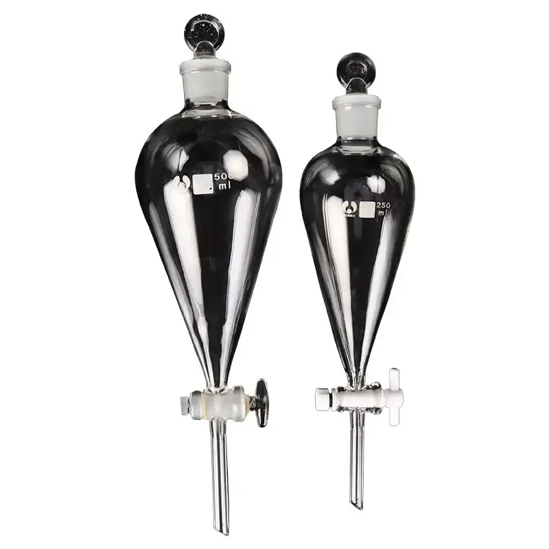 1pcs 30ml to 1000ml pear-shaped Clear And Thick Separating Funnel with glass/PTFE Piston for Lab experiment - Image 2
