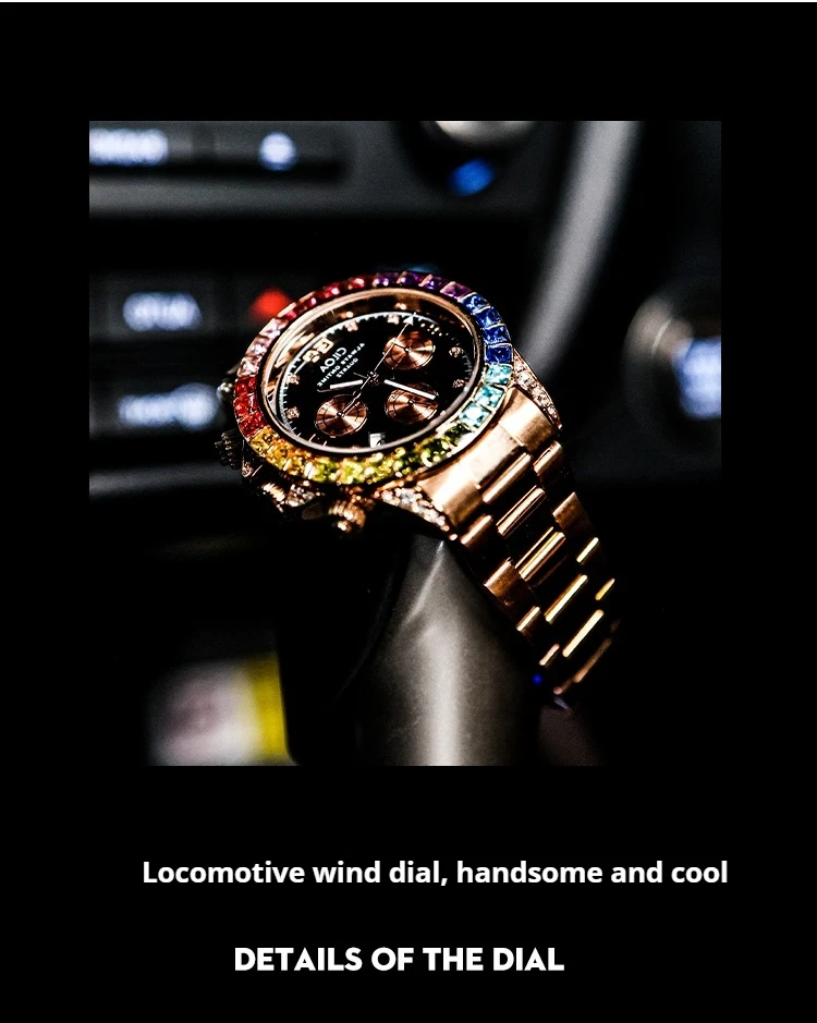 2024 CILOA Rainbow Di Men\'s Watch Men\'s Full Diamond Mechanical Watch Fashion Trend Watch Men\'s Quartz Watch