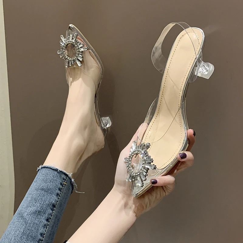 

BCEBYL Spring and Autumn Fashion New Sexy Wedding Transparent Banquet Comfortable Crystal Women's High Heels Zapatos Mujer