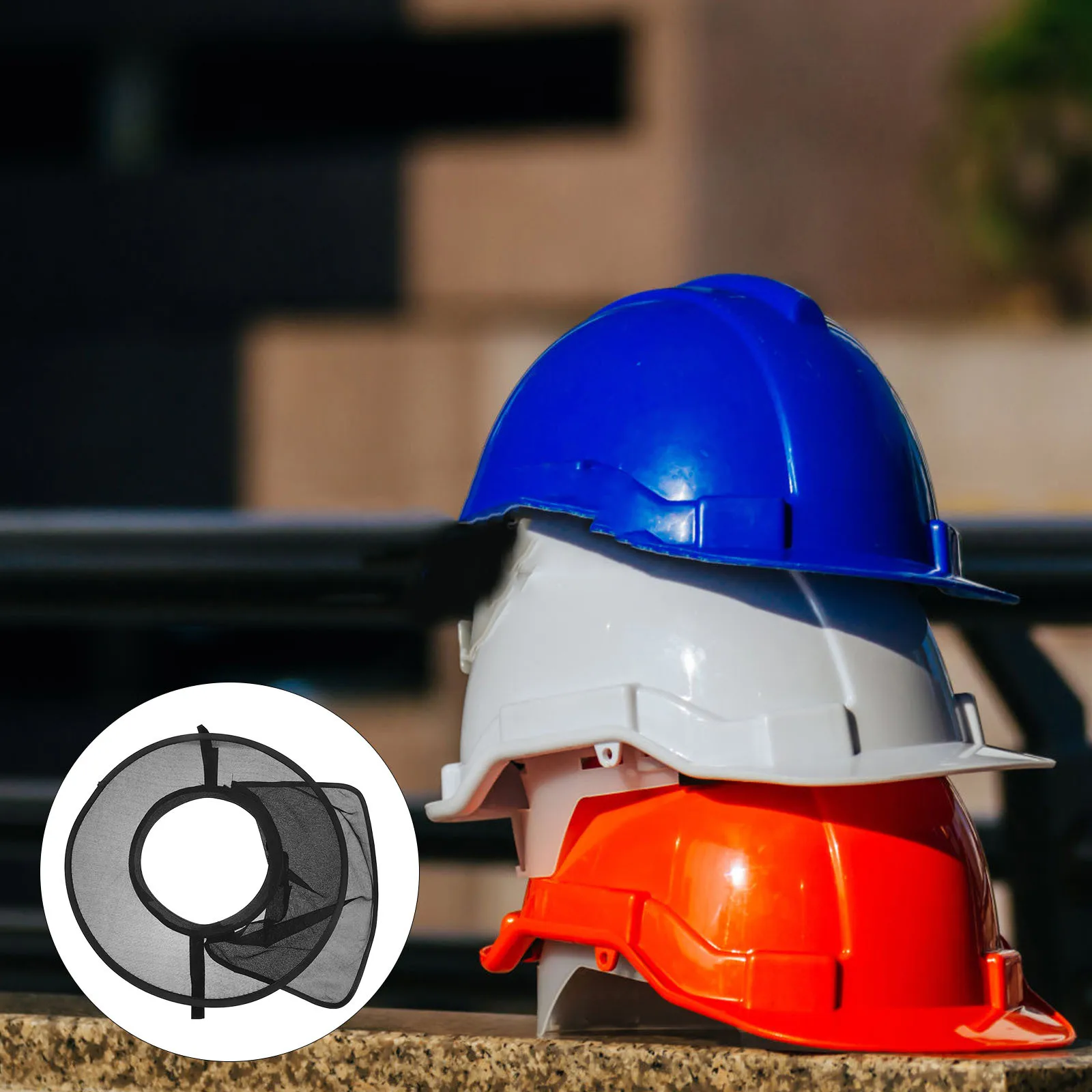 

Full Brim Sunshade Cloth Hard Hat Neck Shade Breathable Mesh Neon Orange Reflective Edging High Visibility Outdoor Work