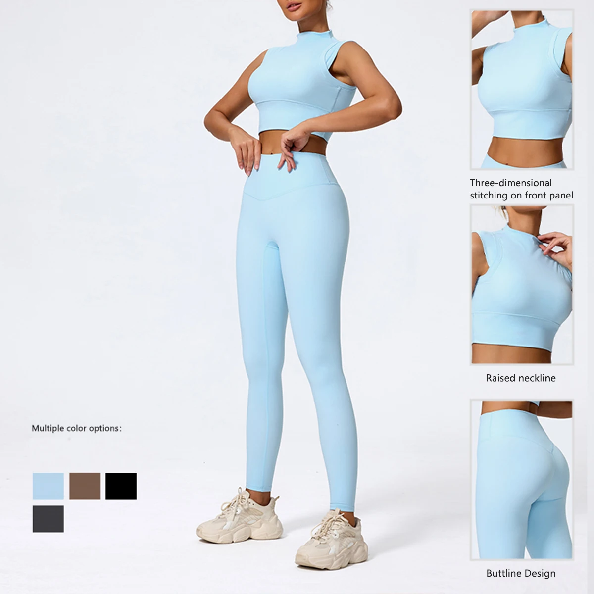 Ctenkevet Summer Women 2Pcs Sleeveless Sports Sets Female Gym Two-piece Yoga Set Running Outdoors Shockproof Vest Suit Women