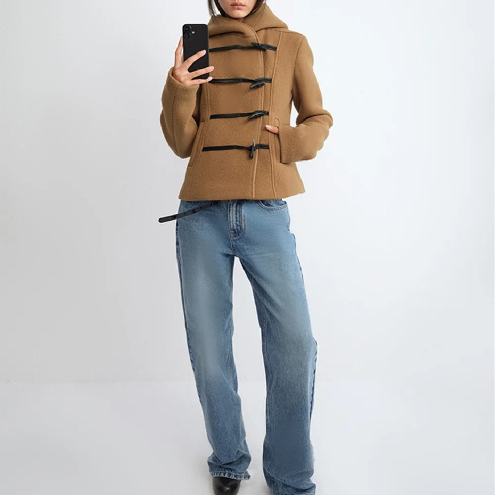 

2025 Winter Women's Hooded Jacket Single-Breasted Corset Tops Outerwear Y2K Clothing New Fashion High-Quality Versatile Coat bra