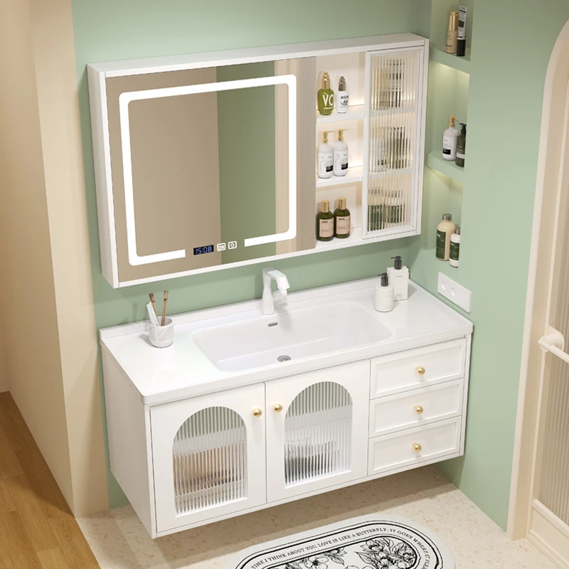 

Modern Simple Bathroom Cabinets Solid Wood Washbasin Vintage Vanity Bathroom Cabinets Light Storage Casa Arredo Furniture