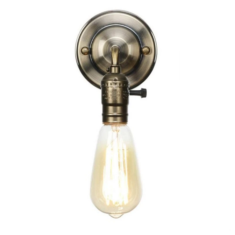 Switch wall light Silver Black Color Antique Brass aluminum with Knob switch lamp holder Chain Switch vintage edison wall lamp