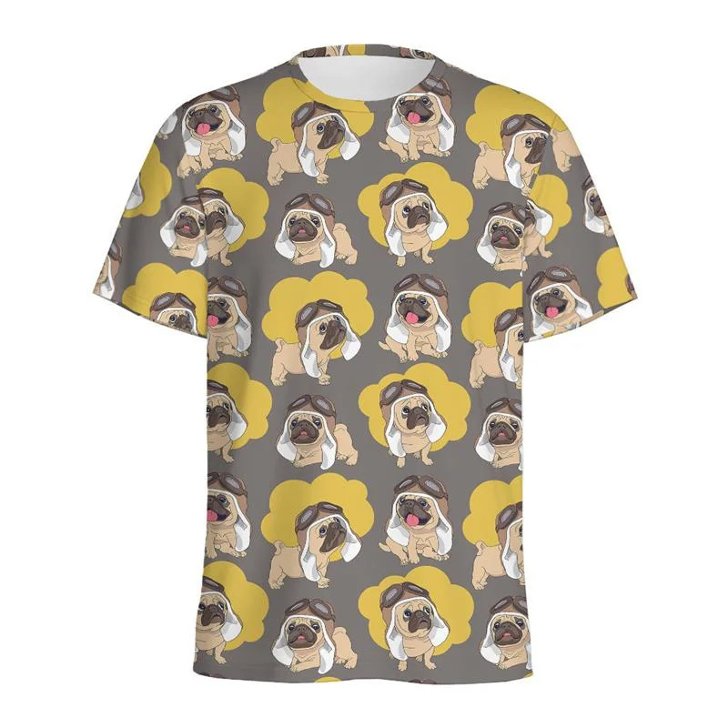 Cute Dog Repetitive Pattern Unisex T Shirt Summer Fashion 3D Printed Animal Graphic Short Sleeve Casual Oversized Tee Shirts