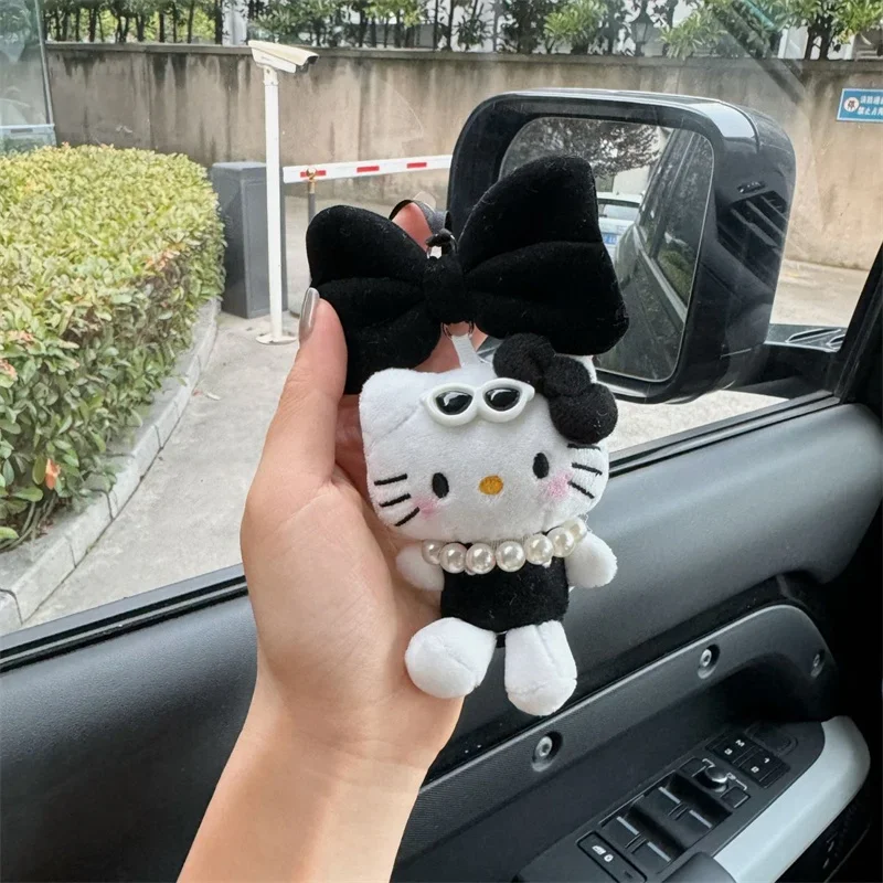Kawaii Sanrio Hello Kitty Car Pendant Keychain Anime Black Kitty Women Doll Bags Keyring Cute Children Keychians Christmas Gifts