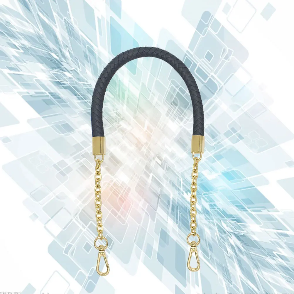 

PU Handbag Handle Strap Thick Chain Metal Buckle Replacement Tote Band for Women DIY Purse Making Grey