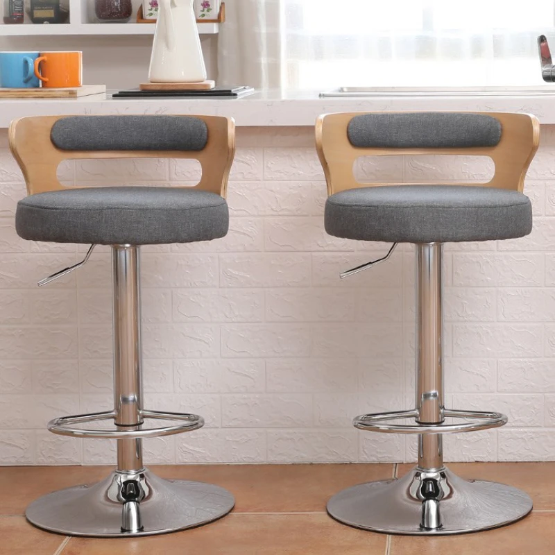 Nordic bar chair kitchen high bar stool lift bar counter chair Modern leather Swivel chair cafe Front Desk Work stool furniture