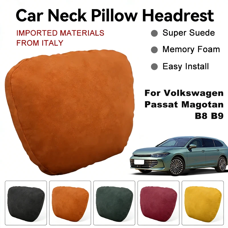 

Italy Suede Car Neck Rest Pillow For Volkswagen Passat Magotan B8 B9 Seat Head Neck Support Cushion Auto Interior Accessories