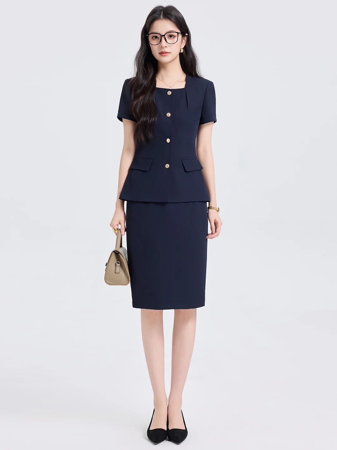 High-End Hotel Front Desk Uniform Skirt Suit Women's Commute Workwear Beauty Salon Jewelry Store Professional Career Outfit