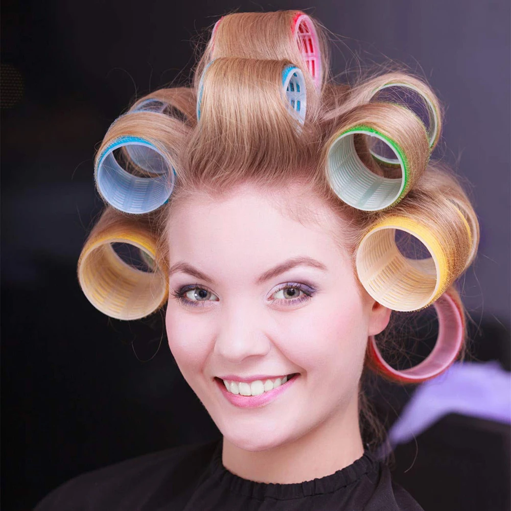 6Pcs/Bag Hair Rollers Self Grip Hooks Hair Curlers Heatless Rollers Salon Dressing Curlers Sticky Hair Styling Tools Jumbo Sizes view 3