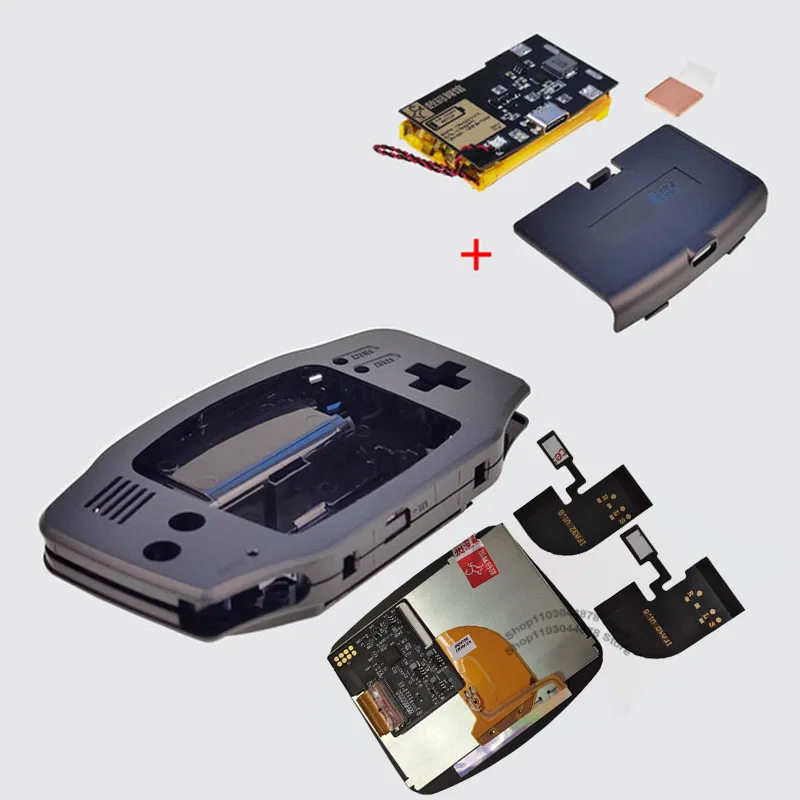 IPS V4 Pre-gelamineerde scherm LCD-schaalsets 1800mAh ingebouwde lithium batterij met Type C oplaadpoort batterijdeksel voor GBA