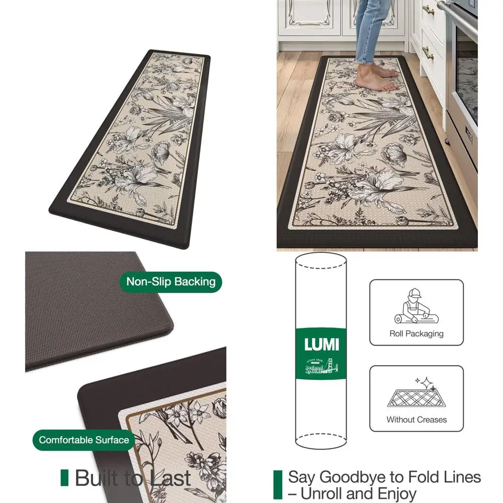 

Мягкий кухонный коврик против усталости, мягкая водонепроницаемая дорожка, устойчивый к пятнам коврик из ПВХ для стояния, дома, офиса, стирки, 24x59