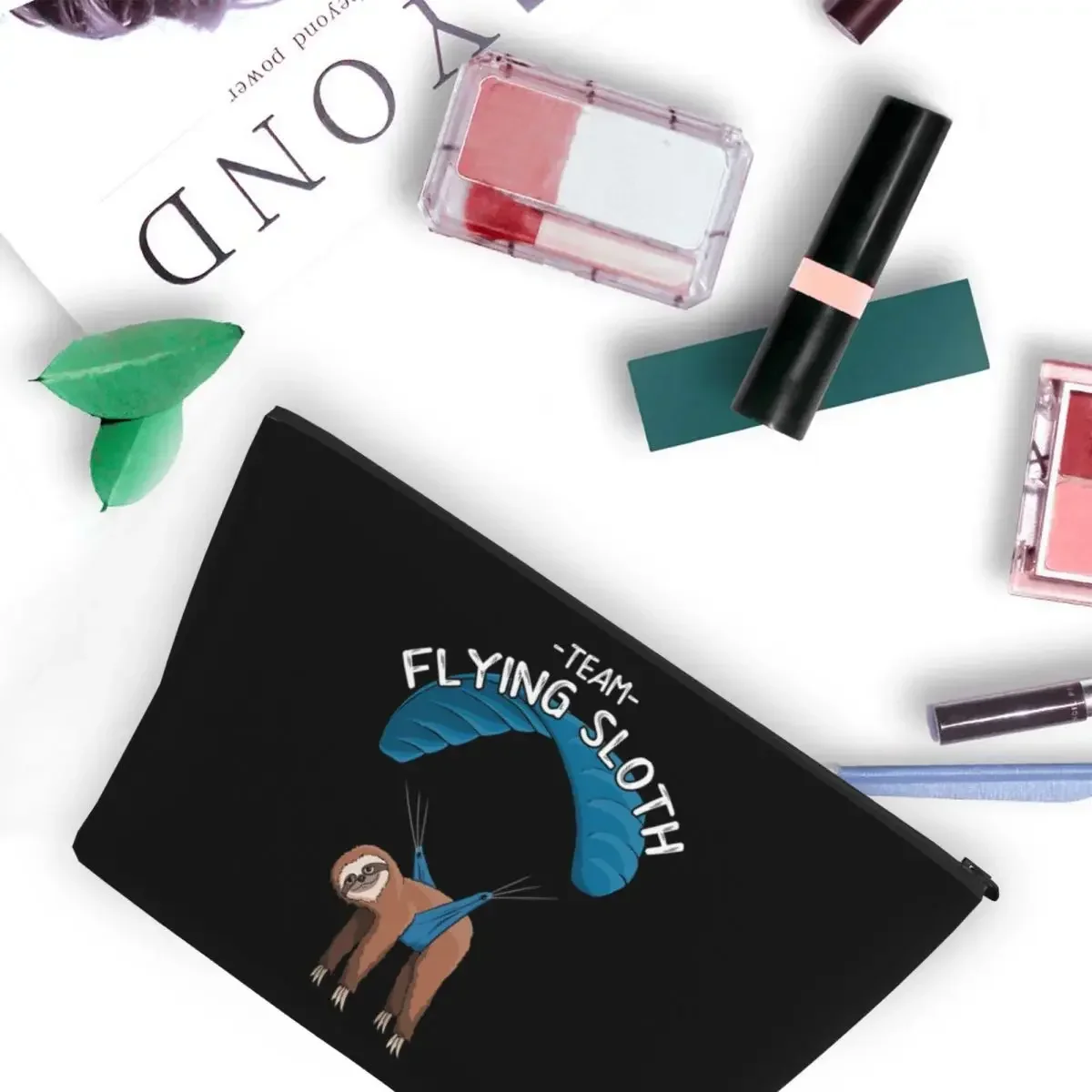 Paragliding Flying Sloth Sunglasses Skydiver Paraglider Travel Makeup Organizer Pouch Toiletry Storage Dopp Kit Case