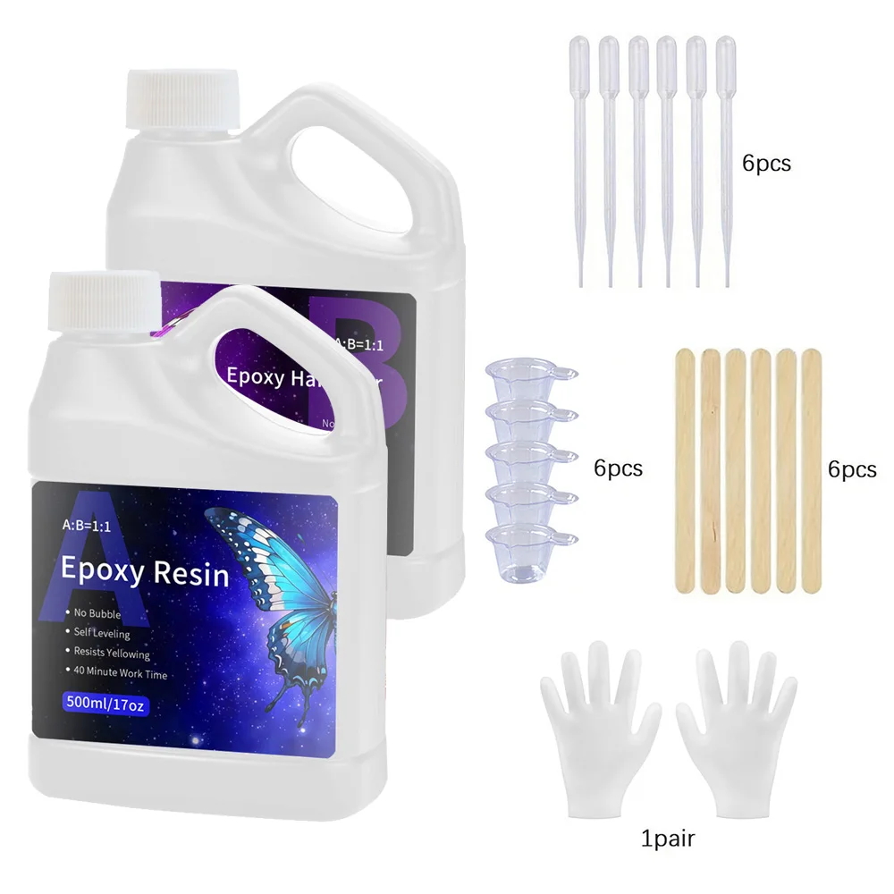 New upgrad 1:1 Epoxy Resin Crystal Clear Kit, Self Leveling Easy, Mix Coating and Cast for Freedom Art,Jewelry Making,Crafts DIY