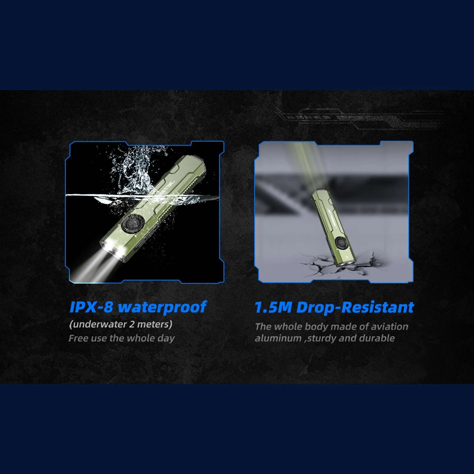 JETBEAM E26 Tactical Flashlight 2000 Lumens USB-C Rechargeable High-Intensity Portable Light for Outdoor Emergency Use